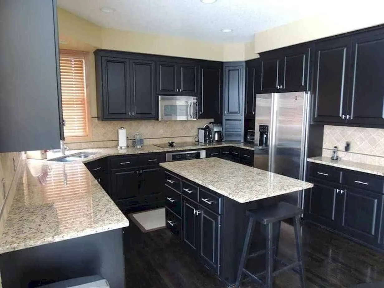 30 gorgeous mobile home kitchen cabinet colors 29 Black cabinets with countertop